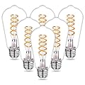 MEILUX 6 Pack ST19(ST58) Vintage Edison LED Light Bulbs, Dimmable 6W Decorative Antique Bulb Equivalent 60W, Warm White 2700K, 600LM, E26 Base Bulb for Home Bathroom