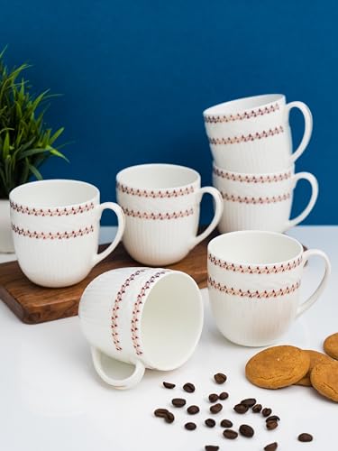 Image of Clay Craft Fine Ceramic Gold Printed Coffee /Tea Cups Set of 6-200 ml, Ceramic Tea Cups, Tea Cup Set of 6, Mugs for Coffee, Cups Set of 6, Mug Set, Ideal for Gifting, Perfect for Home, Office