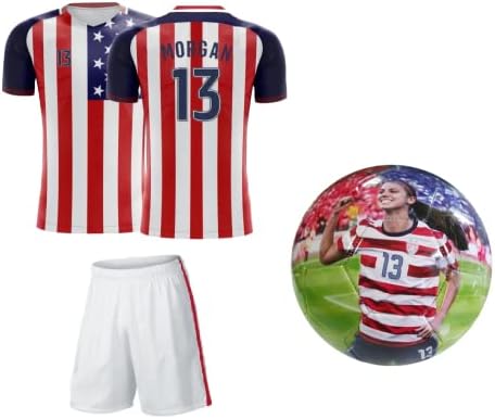 Boys/Girls Home/Away Youth Soccer Jersey Shorts Soccer Ball/Headband Set (Morgan/Ball, YM 8-10 Years)