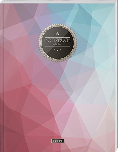TULPE Blanko Notizbuch A4 „C064 Pastell Polygon“ (140+ Seiten, Vintage Softcover, Seitenzahlen, Register, Weißes Papier - Dickes Notizheft, Skizzenbuch, Zeichenbuch, Blankobuch, Sketchbook) Cover