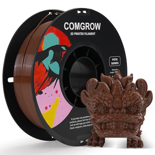 Image of Comgrow PETG 3D Printer Filament 1.75mm, High Precision and Tough 3D Printer Filament 1kg (2.2LBS), Dimensional Accuracy + /- 0.02 mm, Fit Most 3D Printers Coffee