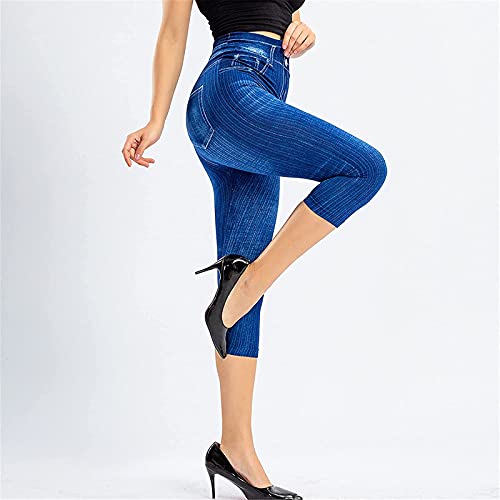 Generic Pull On Jeans for Women Casual Stretchy High Waisted Skinny Capri Leggings Crop Denim Pants Tights with Back Pockets4