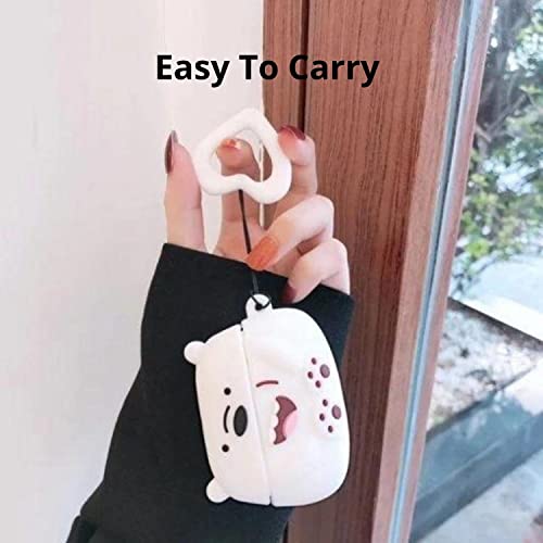 Image of Prolet Cute Cartoon Bear Soft Silicone Cover for Air Pods Pro Case Protective Cases for AirPods Pro (White Bear)