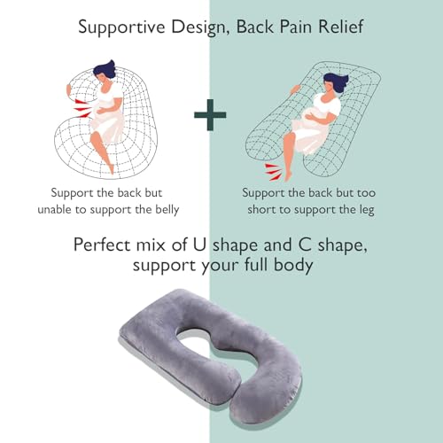 Image of Pregnancy Pillows for Women Sleeping U Shaped Full Body Maternity Pillow with Removable Cover Maternity Support - for Back, HIPS, Legs, Belly for Pregnant Women