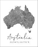 WESTBROOK DESIGN STUDIO Australia Map Wall Art Print - 8x10 Silhouette Decor...