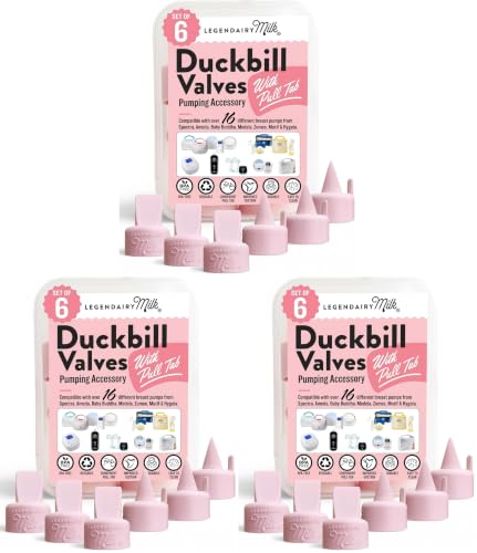 Image of Legendairy Milk Duckbill Valves with Pull Tab - Compatible with Spectra S1 S2 9 Plus, Medela, Motif, Baby Buddha & Zomee - Duckbill Valve Replacement Pump Parts, BPA Free Silicone, 18 Pack