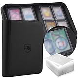 Toploader Binder, Holds 160 Toploaders, 100 Toploaders INCLUDED, 4-Pocket PU Cover Top Loader Binder for 3" x 4" Rigid Toploaders, Ringless Double-Sided Toploader Card Binder for TCG, Sport Cards