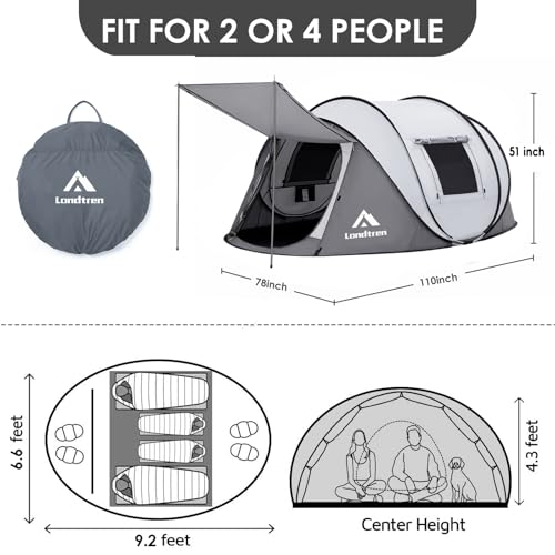 image for Londtren Pop Up Tents for Camping 2 Person Waterproof Pop Up Army Tent