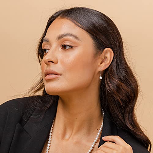 Pavoi Sterling Silver Simulated Shell Pearl Earrings Leverback Dangle Studs 6Mm #TOP1