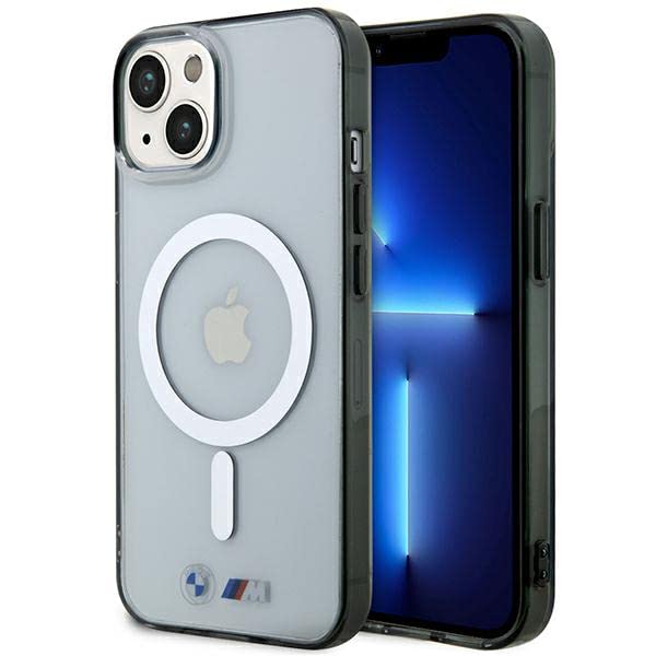 BMW BMHMP14SHCRS Coque rigide transparente pour iPhone 14 6,1" avec anneau argenté