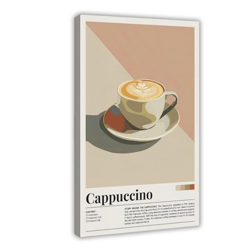 Poster Cappuccino rétro sur toile grand format 61x91 cm pour déco salon