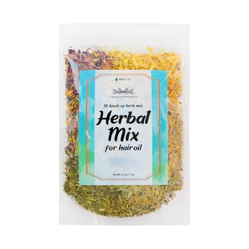 Wells Oil 18 Kinds Herbal Hair Mix Treatment Natural Dry Herb Blend for Hair & Scalp Care for DIY Hair Oil Infusion or Rinse 2.5 oz