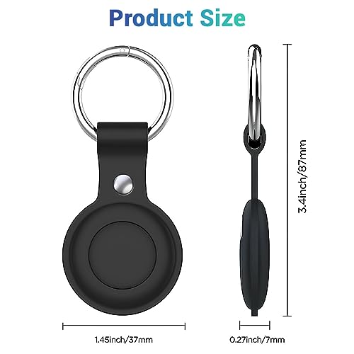 Image of LIRAMARK Airtag Case for Apple Airtags Silicone Case Protective Cover for Airtag Case Locator Tracker Anti-Lost Device Keychain Protection Sleeve (Black)