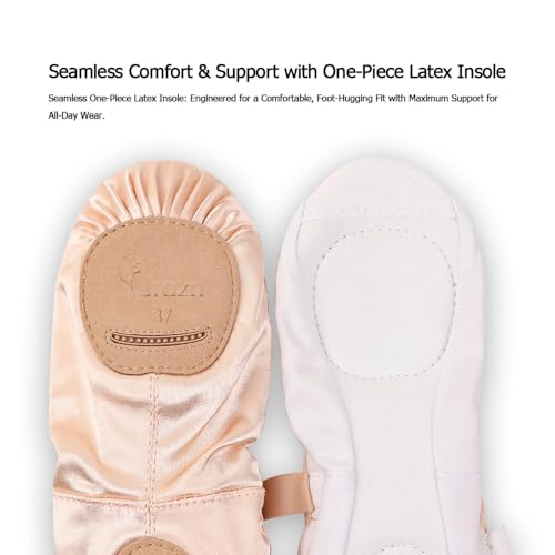 Ballet Shoes for Girls, Toddler Dance Slippers, Premium Satin Ballerina Yoga Flats for Toddler/Little Kid/Big Kid/Women/Boys Pink3
