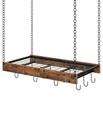 CHOEZON Porte-casseroles Suspendu 61 cm, Support à Poêle Suspendu au Plafond, Étagère de Cuisine, 12 Crochets, Rangement des Ustensiles, Gain de Place, Noir et...