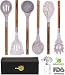 BRAND NEW! Marble Silicone Kitchen Utensil Set by Integrity Chef with Utensil Holder - Gorgeous Kitchen Utensils Cookware Set With Premium Acacia Wood Handles | Cooking Utensils Wedding Registry Gift
