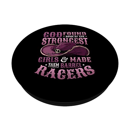 Barrel Racer Girl Barel Racing PopSockets Swappable PopGrip, Black - Image 2