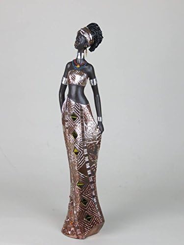 African Lady Ornament with Rose Gold Colour Dress and Brown Coloured Skin - Nigeria, Uganda, Togo, Sudanise, Somalia, Ivory Coast, Figurine, Woman, Lady, Female, Ethioptian, Kenya, Congolese, Zimbabwe, Senegal, Angola, Ghana, Guinia, Bukino Faso, Cameroon, Zambia