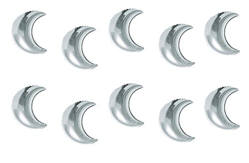 Zaffron Crescent Moon Shaped Mylar Foil Balloons (9 inch, 10 pack, Silver)