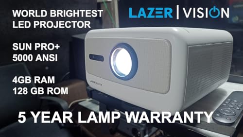 Image of Lazervision LV-1040 Sun Pro+ 50000 Lumens(5000 ANSI) 4K Ultra HD | Android 12 | Lamp Life 50000 hrs | Auto & Digital Focus and Keystone, HDMI, ARC, WiFi, 4Gb-128Gb HDR,HDR10,HDR10+,5 Year Warranty