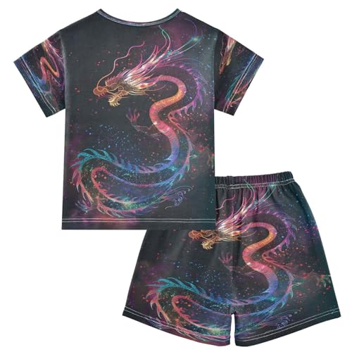 senya Short Sleeve Pajamas Sets Summer Cotton Sleepwear Rainbow Color Dragon2