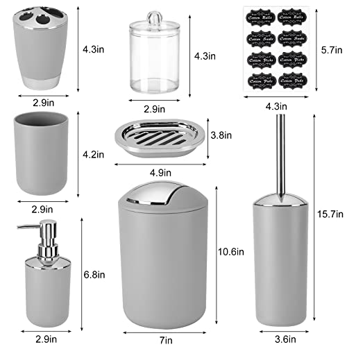 image for Fixwal Bathroom Accessories, 8 Piece Bathroom Accessories Set with Tra