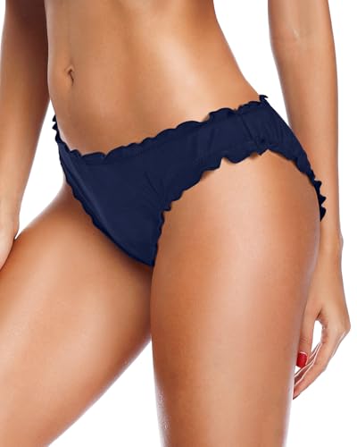 Image of Tempt Me Women Twist Bikini Bottom Moderate High Cut Bathing Suit Bottoms Ruched Swimsuit Bottom