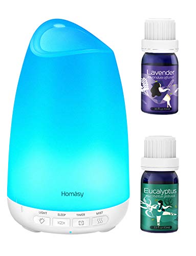Homasy Aromatherapy Diffuser & Essential Oil Set, 150ml Mini Ultrasonic Diffuser with Sleep