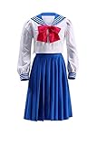 Tsukino Usagi Blue School Sailor Uniform Halloween Cosplay Costume (Female XS)