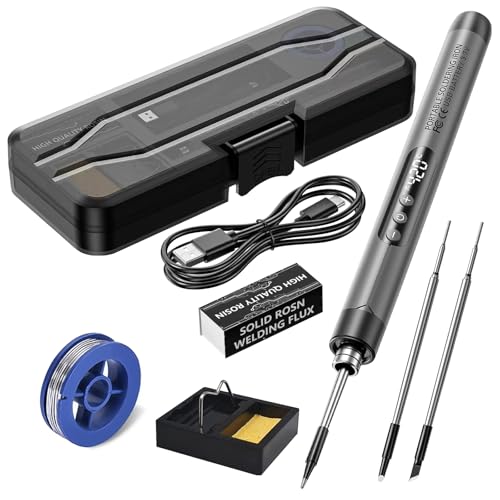 Juego de soldador, soldador USB, juego de baterías recargables, hierro soldado portátil, soporte de soldador, soldador de batería, juego de soldadura para reparación de soldadura (gris)