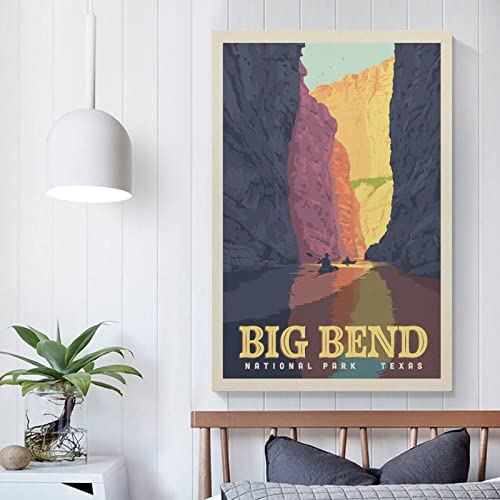 Vintage Landscape Travel Poster Big Bend National Park, Texas Poster Decorative Painting Canvas Wall Posters And Art Picture Print Modern Family Bedroom Decor Posters 12X18Inch(30X45Cm) #TOP4