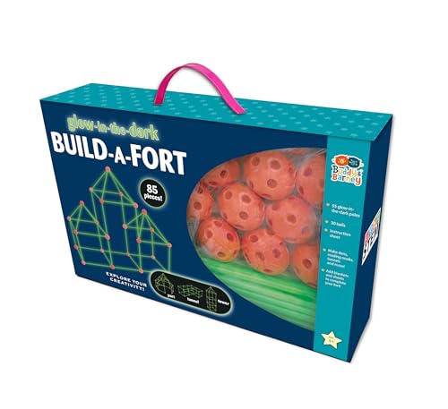 Buddy & Barney: Wonderbox Workshop - 85pc Glow-in-The-Dark Build-A-Fort, DIY Construction Set, Den Building Kit, Play Tent, Indoor/Outdoor, Kid Age 3+