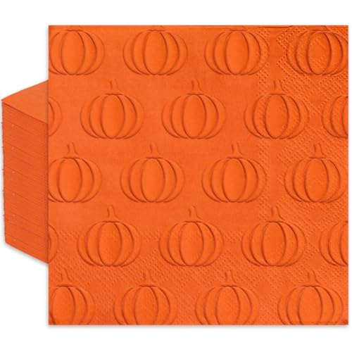 Servilletas de calabaza naranja Whaline para cóctel de otoño en relieve 3D x100