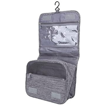 Necessaire Com Alça Organizadora Masculina Feminina Grande Viagem Cabide Divisória (Cinza)