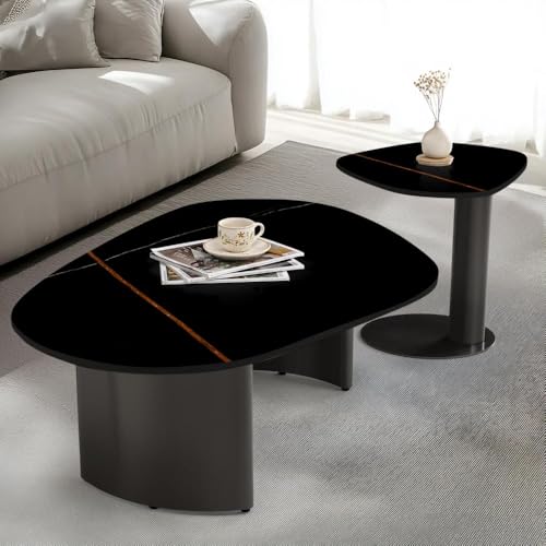 Image of Wakefit Mocca Coffee Table I Marble Finish I Vitrified Tile Top I St. Laurent