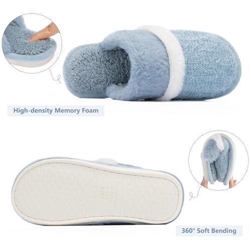 Image of GOEWY Cozy Slippers for Women Indoor and Outdoor Fuzzy House Shoes with Memory Foam Anti-Skid Sole Gifts for Women Mom Ladies