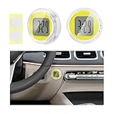 KVAEY 2PCS Mini Motorcycle Clocks, Waterproof 1.1' Diameter Motorcycle Digital Clocks with Adhesive Tape, Stick-On Motorbike Mount Watch Dashboard Clock for Motorcycle Car SUV Boat (Yellow)