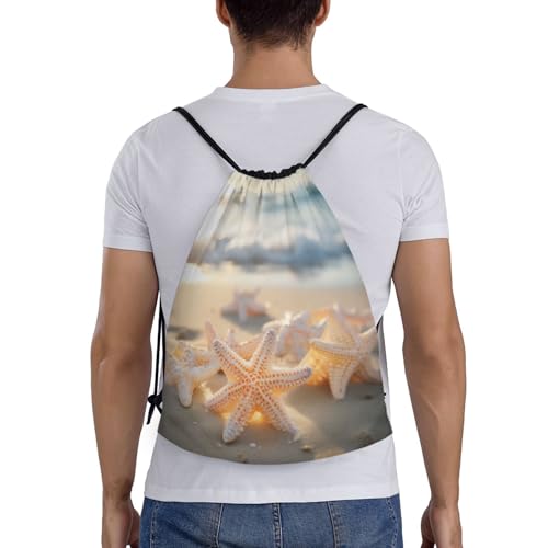 Beach Starfish1 print Drawstring Bag Sack Gym Bag Ditty Bag for Gym Traveling, Hiking, Yoga, Shopping for Adult2
