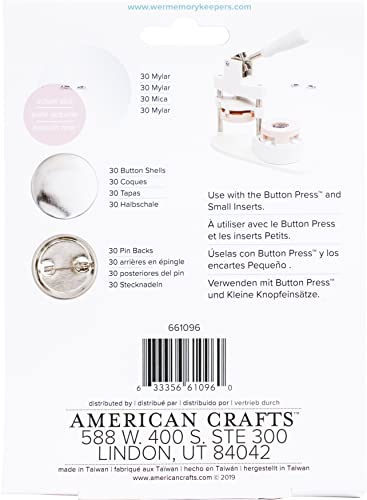 Button Press Refill Small Round One Size, 30 Piece, Arts Crafts Sewing Notion Fasteners DIY Button Press Perfect Fit Round Badge Button Maker Button Parts Button Maker