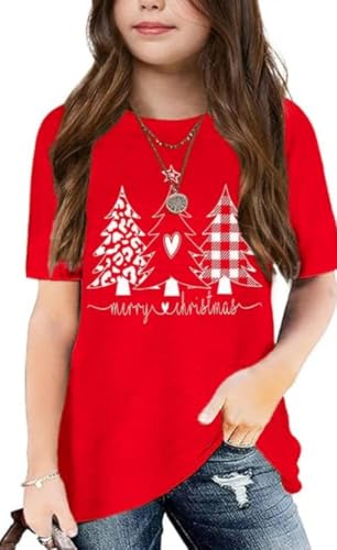 Image of Graphic Tees for Girls Kids Summer Tops Crewneck Short Sleeve T Shirt 5-14 Years