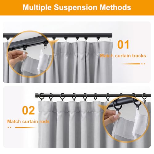 Image of hoeflife Room Divider Curtains Blackout Floor to Ceiling Curtain with Hook Wall Mount Sliding Door Curtains Ceiling Mount Extra Wide Curtain Wall Divider for Room Separation(Light Grey,W100 x H84 in)