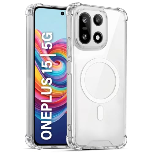 Image of TRUEUPGRADE Back Cover for OnePlus 15 Non Mag-Safe Transparent PC + TPU Bumper Case with Magnetic Print Shockproof Protection (Transparent Mag-Safe)
