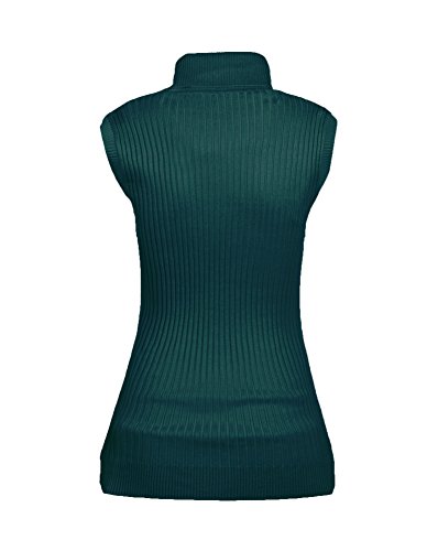 Image of v28 Women Sleeveless High Neck Turtleneck Stretchable Knit Sweater Top