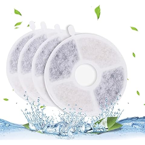 Replacement Filter for 1.4L Cat Fountain, 2/4 Pack, Food Grade Water Fountain Filter, Cat Water Dispenser, Activated Carbon, Cotton and Resin, Water Dispenser Drinking Fountain Filter (4Ps) Cover