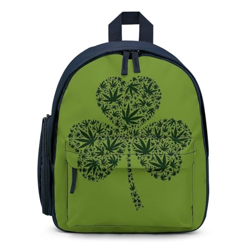 Clover Pot Leaves Cute Backpack Lightweight Mini Shoulder Bag Travel Daypack for Camping Picnic Blue-style