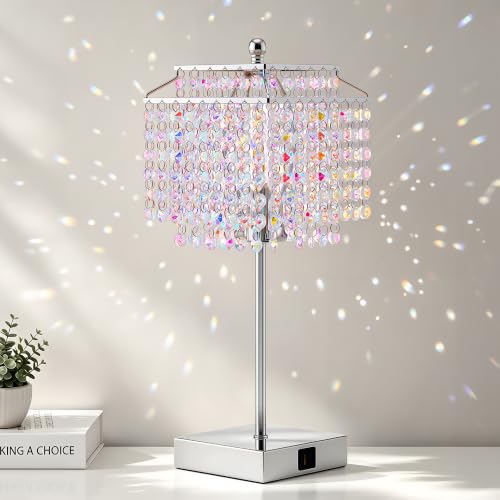 Image of Luvkczc Multicolor Crystal Touch Table Lamp, Bedside Lamps Nightstand Lamps