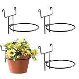 BEAZOOM Portavaso in metallo da 17,8 cm, da appendere alla parete, in ferro battuto, per balcone, salvaspazio, da giardino (4 pezzi)