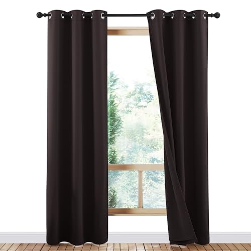 Image of NICETOWN High-End Thermal Curtains, Full Blackout Cold Reducing Curtains 84 Inches Long for Dining Room, Soundproof Window Treatment Drapes for Living Room, Coffee Brown, 42 inch Wide Per Panel, 2 Panels