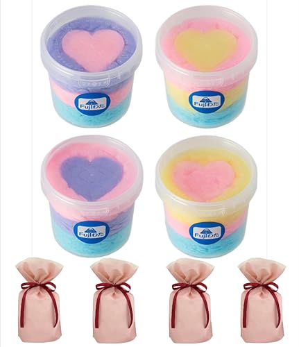 【 ふわふわ わたがし 】 ハートわたがし 4個 ギフト袋ピンク4枚付き レインボー わたあめ 綿菓子 コットンキャンディー 子供 ギフト 流行りのお菓子 cotton candy ホワイトデー お返し子供 ランキング 【 綿あめ専門店 Fujiわた 】