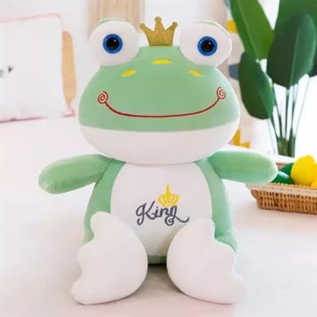 Image of Little Swag Cute Set of 2 King Frog Plush Toy, Animal with Crown Soft Stuffed Teddy Bear for Girls, Boys, Kids, Birthday, Nursery, Room Decor - 25 cm